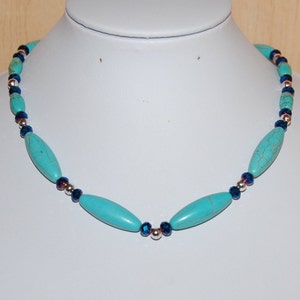 Turquoise Necklace,Turquoise Earrings,Set Necklace and Earrings,Turquoise Beaded Necklace and Earrings,Blue Necklace and Earrings,Gift