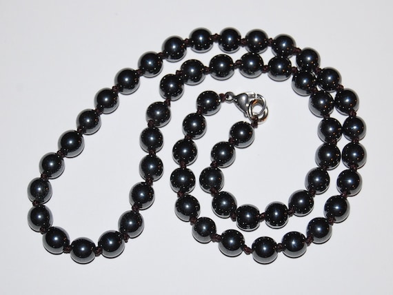 Magnetic Hand Knotted Necklace hematite Necklace magnetic Necklace