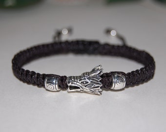 Dragon Bracelet,Silver Dragon Bracelet,Macrame Bracelet,Dragon Gifts,Men,Women,Dragon Head Bracelet,Dragon Jewelry,Good Luck Bracelet,Gift