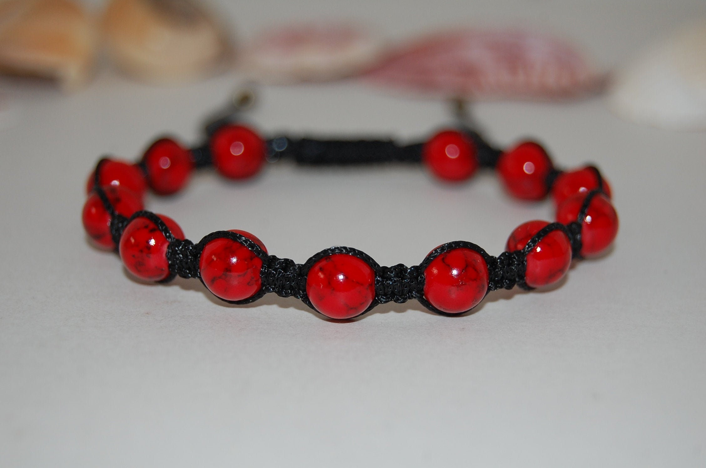 Red Coral Bracelet,red Gemstone 8mm Beads,shamballa Bracelet,yoga