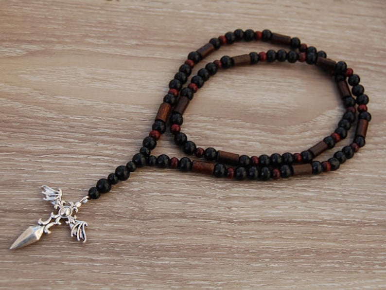 Sword Necklace,Cross Wooden Necklace,Sword Cross Pendant,Mens Necklaces,Tribal Jewelry,Ethnic Necklace,Cross Wood Necklace,Gift for Him