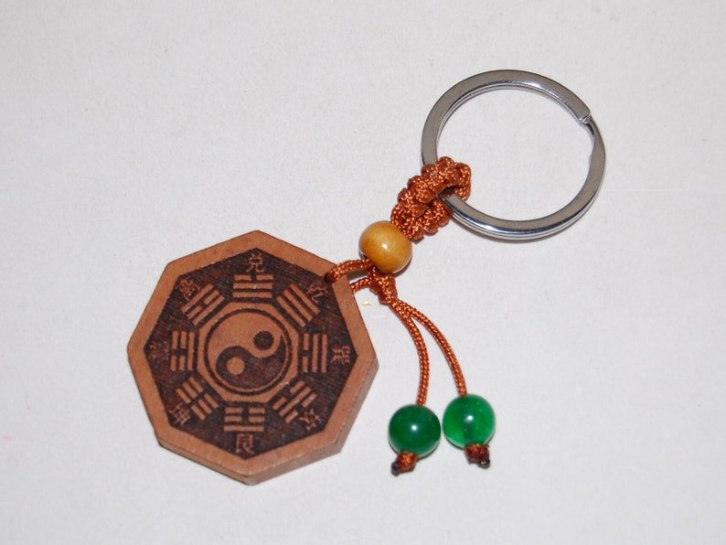 Yin Yang Keychain,tai Chi Keychain,wood Keychain,jade Beads,yin Yang ...