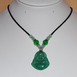 Jade Buddha Necklace,Buddha Necklace,Happy Buddha Necklace,Buddhist Necklace,Prayer,Men,Women,Yoga Necklace,Green Jade Buddha,Gift