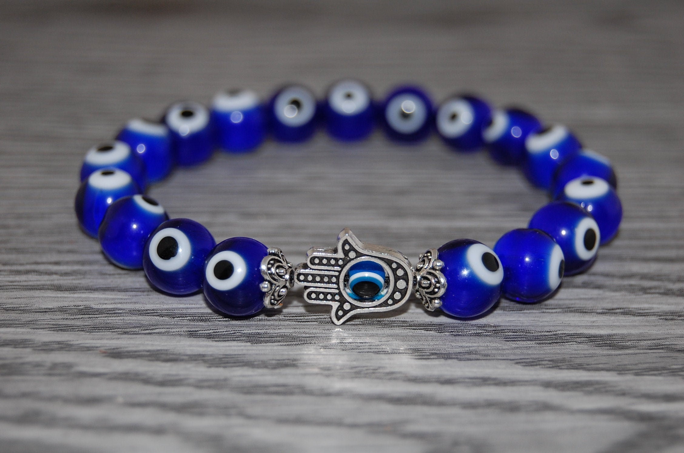 Turkish Lucky Evil Eye Hamsa Bracelet Blue Eye Beads Women Men Blessing  Jewelry