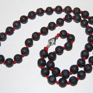 Lava Necklace,Red String Knotted Necklace,Lava Stone Necklace,Hand Knotted Necklace,Tribal Style,Choker,Men,Women,Volcanic Lava Necklace