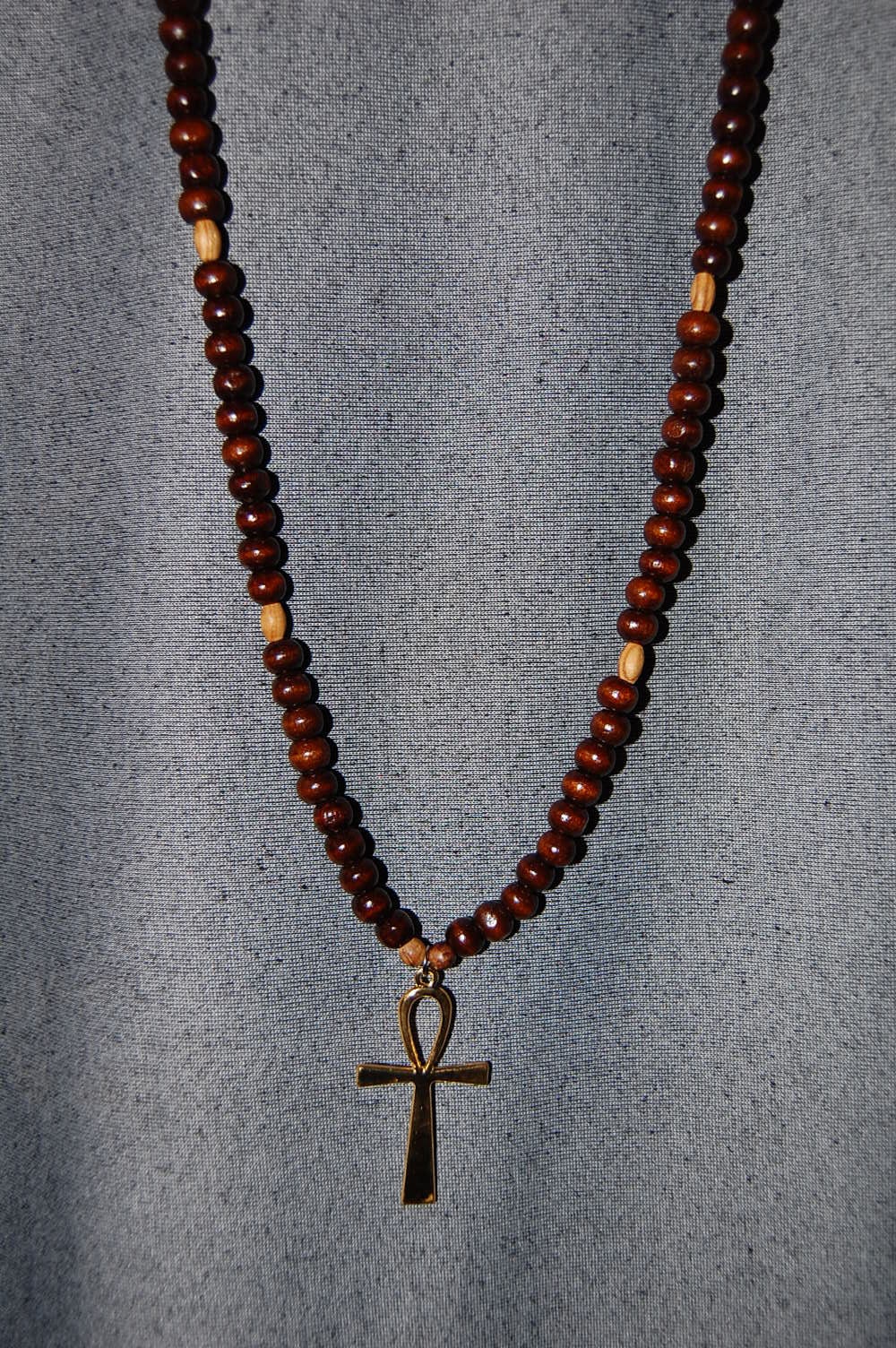 Collana Con Ciondolo In Legno Con Croce Egizia Ankh Da - Foto 3