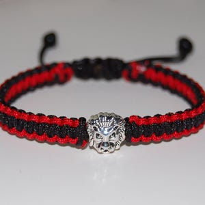 Bracciale con leone, bracciale da uomo con leone, bracciale intrecciato, bracciale con coulisse con leone, protezione, bracciale con leone rasta, bracciale con leone, regalo da uomo