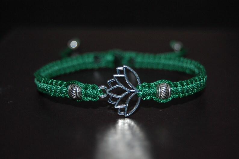 Lotus Bracelet,Hemp,Good Luck String Bracelet,Adjustable Drawstring,Pray,Men,Women,Yoga Bracelet,Mala,Protection,Meditation,Gift