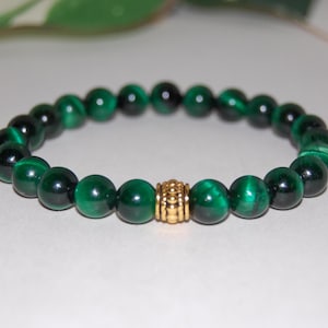 Green Tiger Eye Bracelet,Tiger Eye Gemstone 8mm Beads,Elastic,Men,Women,Tiger Eye Gemstone Bracelet,Green Tiger Eye,Healing Bracelet