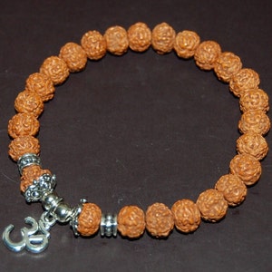 Om Bracelet,Rudraksha Bracelet,Mala Om Bracelet,Wood Bracelet,Yoga Bracelet,Hindu,India,Mala,Meditation,Men,Women,Gift,Rudraksha Beads