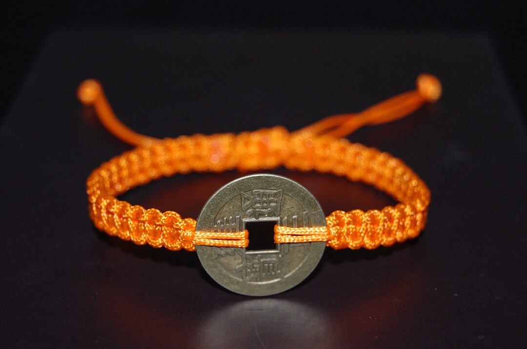 Chinese Lucky Coin Braceletgood Luck String Etsy