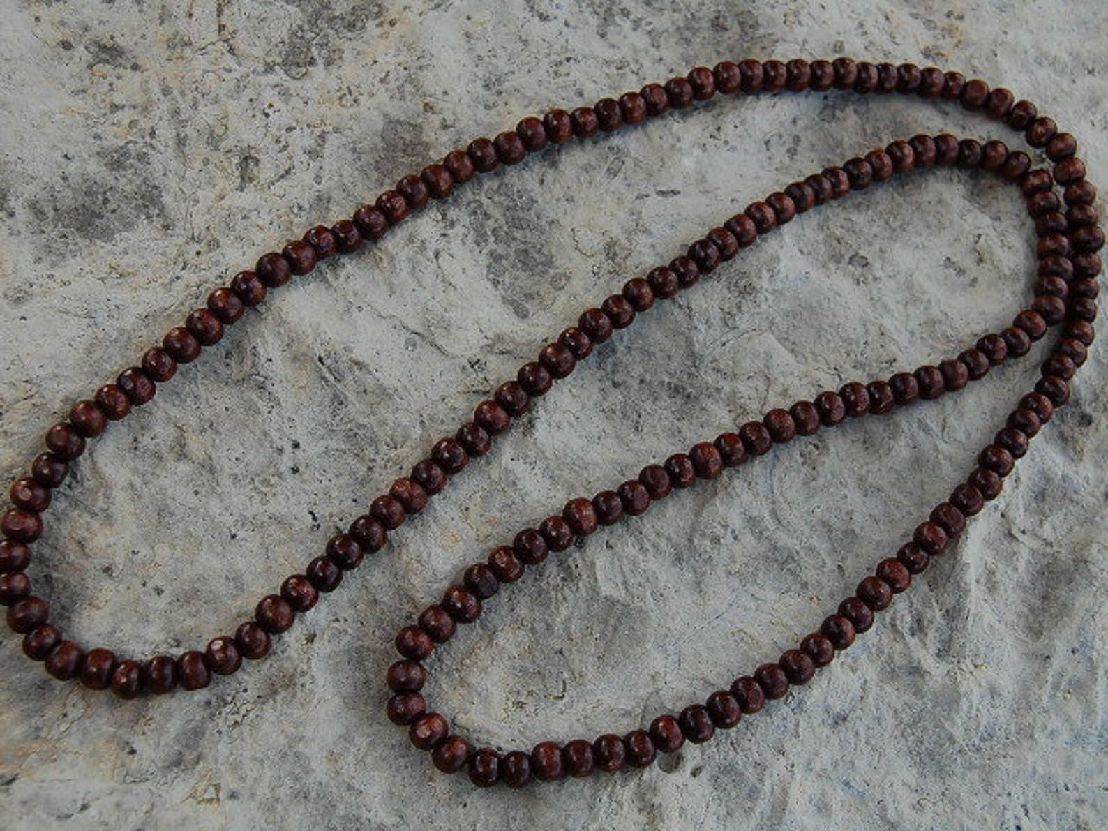 40 Inches Extra Long Beaded Necklace Stretch Brown 8mm Wood Etsy