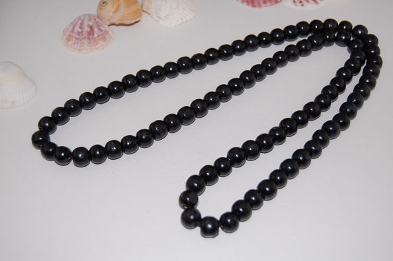 Avalaya Collana in corda di cotone nero con perline di legno a grappolo