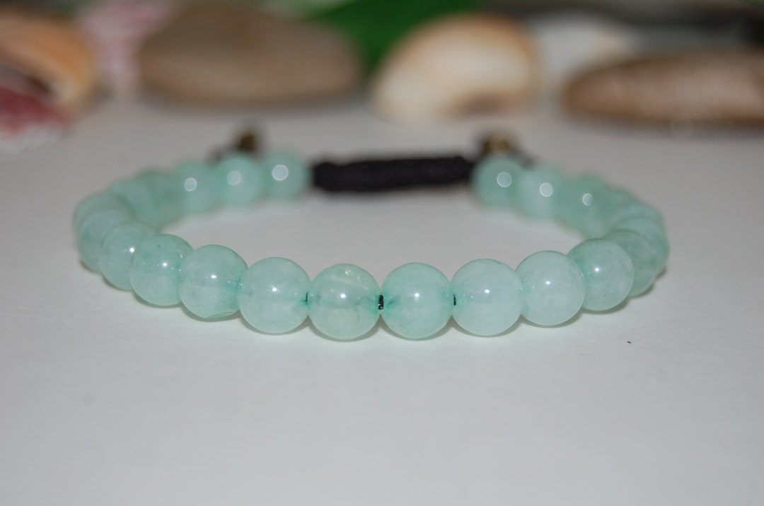 Light Green Jade Bracelet,gemstone 8mm Beads,drawstring,shamballa