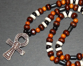 Ankh Cross Necklace,Wood Necklace,Ankh Cross Pendant,Ankh Cross,Key of the Nile,Key of Life,Crux Ansata,Man,Woman,Egyptian God Goddess,Gift
