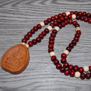 Buddha Halskette, Holz Halskette, buddhistische Halskette, Spiritualität, 108 Mala Gebet Holzperlen, Männer, Frauen, Yoga Halskette, Schutz, Meditation, Geschenk