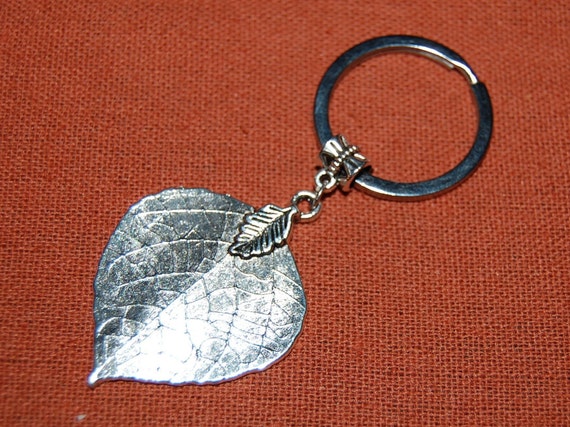 Real Leaf Key Chain  Aspen Leaf Keychain