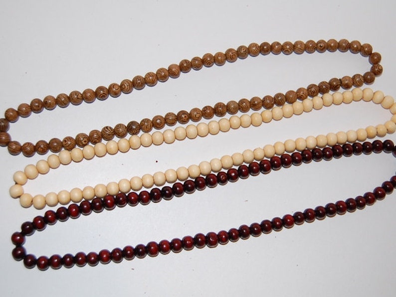 Wood Necklace,Men's Wood Necklace,Wood Beads,Elastic,Black,Brown,Beige,Burgundy,Protection,Yoga Necklace,Meditation,Mens Necklace,Chocker image 2