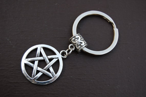 Pentagram Keychainsilver Star Key Ringstar Jewelrykey Ring - Etsy