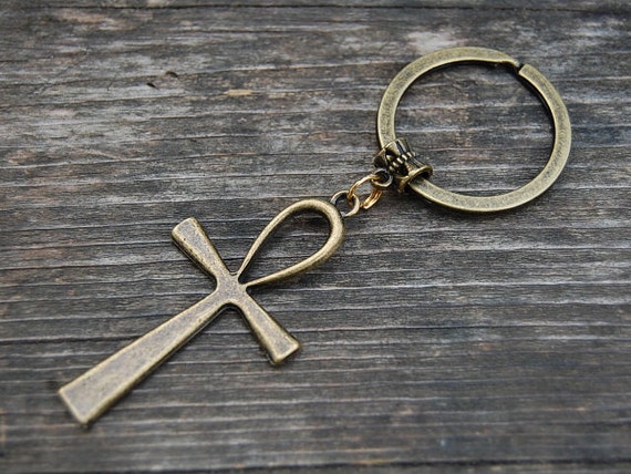 Ankh Cross Keychain,Egyptian Keyring,Protection Keyring,Ankh Keychain,Handmade Keychain,Man,Woman,Gift