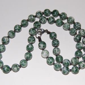 Green Spot Jasper Necklace,Hand Knotted Necklace,Green Spot Jasper Stone 8mm Beads,Green Tree Jasper Necklace,Men,Women,Tree Jasper Stone