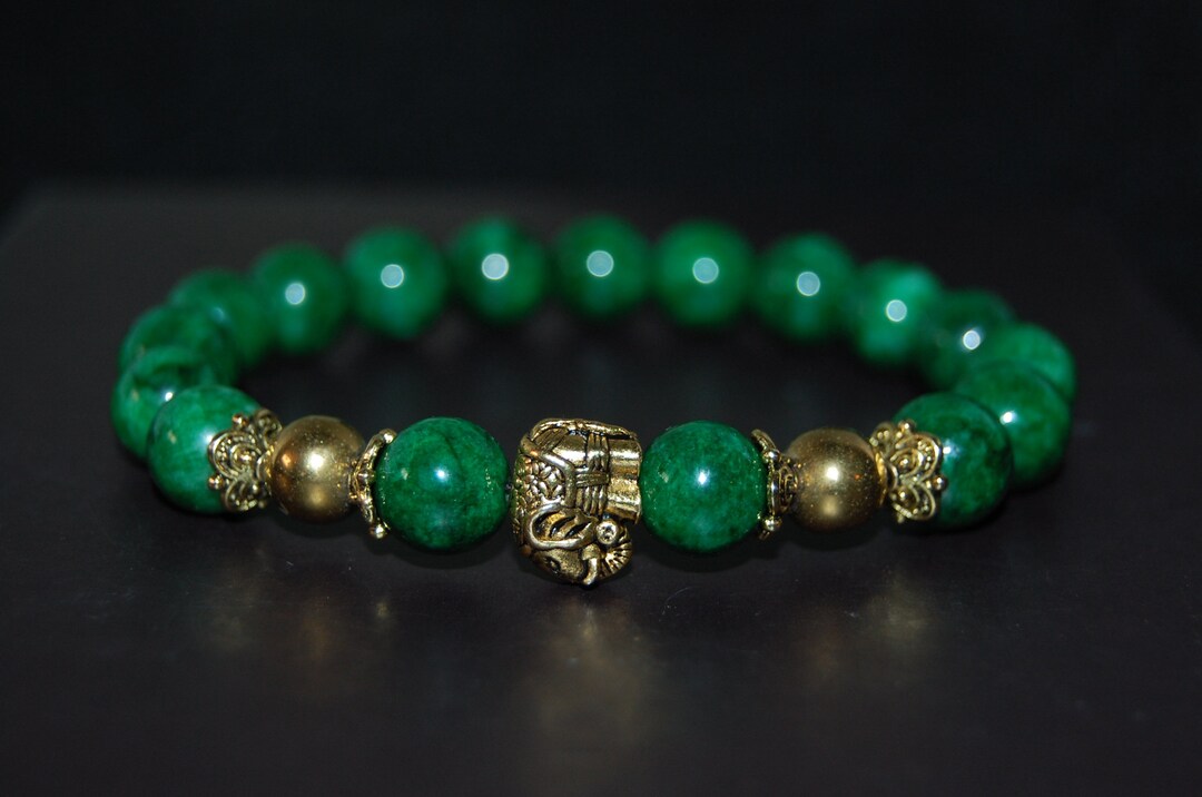 Jade Bracelet,elephant Bracelet,8mm Green Jade Beads,jade Elephant