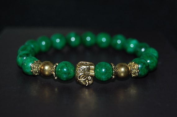 Pulsera de jade pulsera de elefante cuentas de jade verde - Etsy México