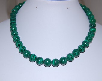Gold Malachite Necklace Malachite Bead Necklace 3 Bead Gemstone