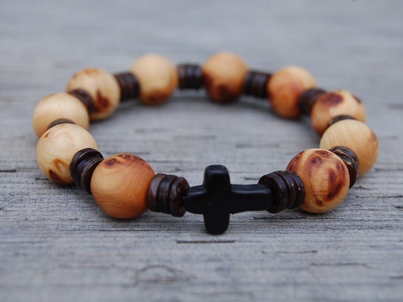 Religious Wooden Beads Cross Virgin Charms Rosary Bracelet Beaded Stretch  Bracelets For Christian Jewelry Catholic Gifts | Fruugo ZA