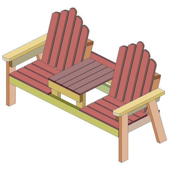 Plans for a Two Seater Bench With Center Table Etsy