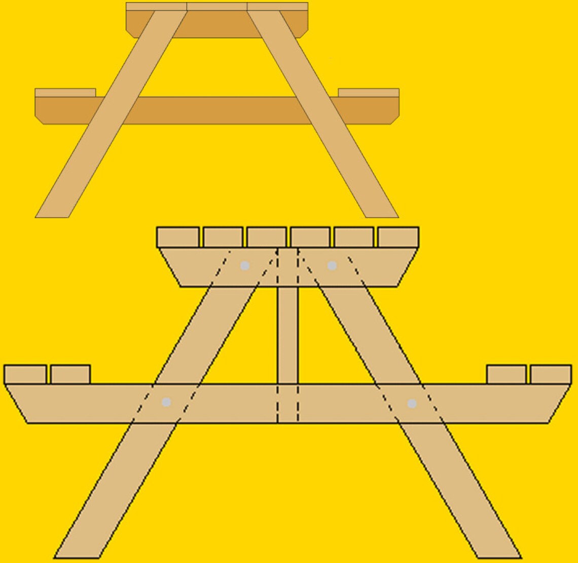 Two Picnic Table Plans Downloadable PDF File Etsy UK
