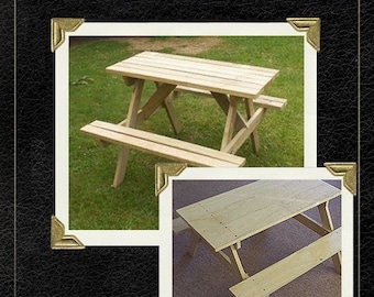 One piece folding bench and picnic table plans Downloadable