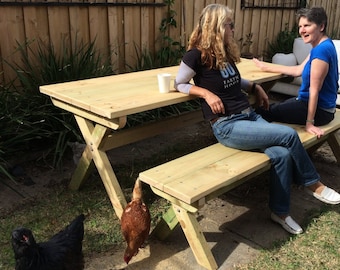 One piece folding bench and picnic table plans Downloadable