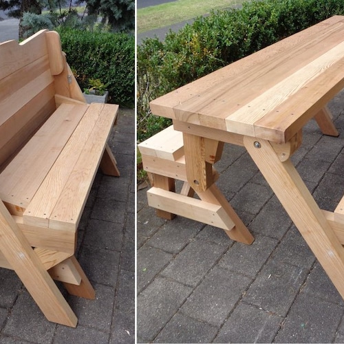 One Piece Folding Bench and Picnic Table Plans Downloadable Etsy
