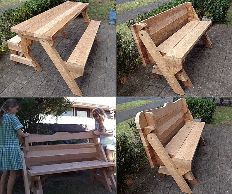 One Piece Folding Bench and Picnic Table Plans Downloadable Etsy Canada