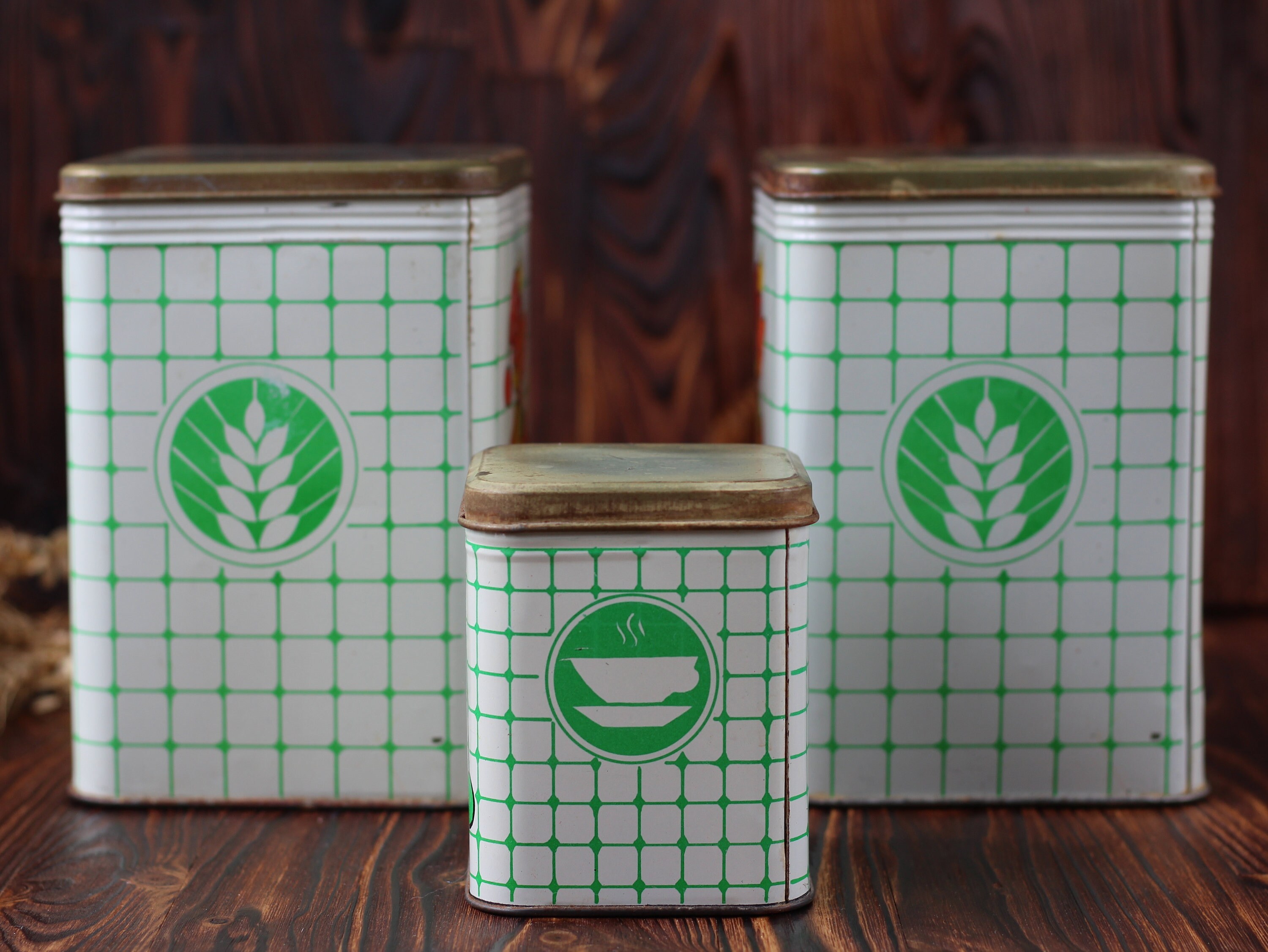 Set of 3 Rare Vintage Kitchen Containers With Gnomes Pictures Etsy