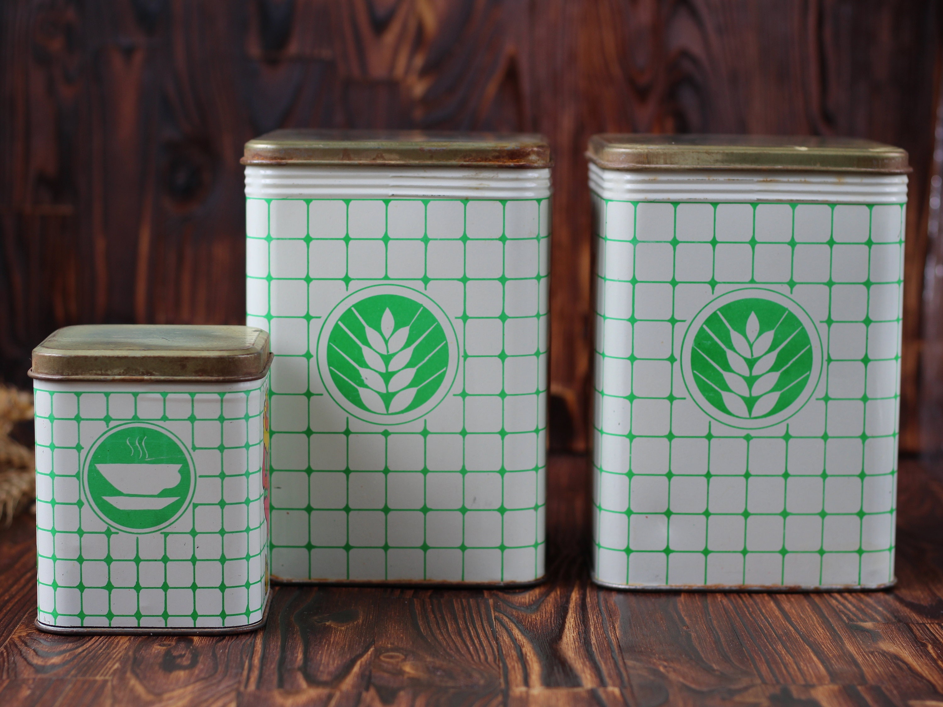 Set of 3 Rare Vintage Kitchen Containers with Gnomes pictures Etsy