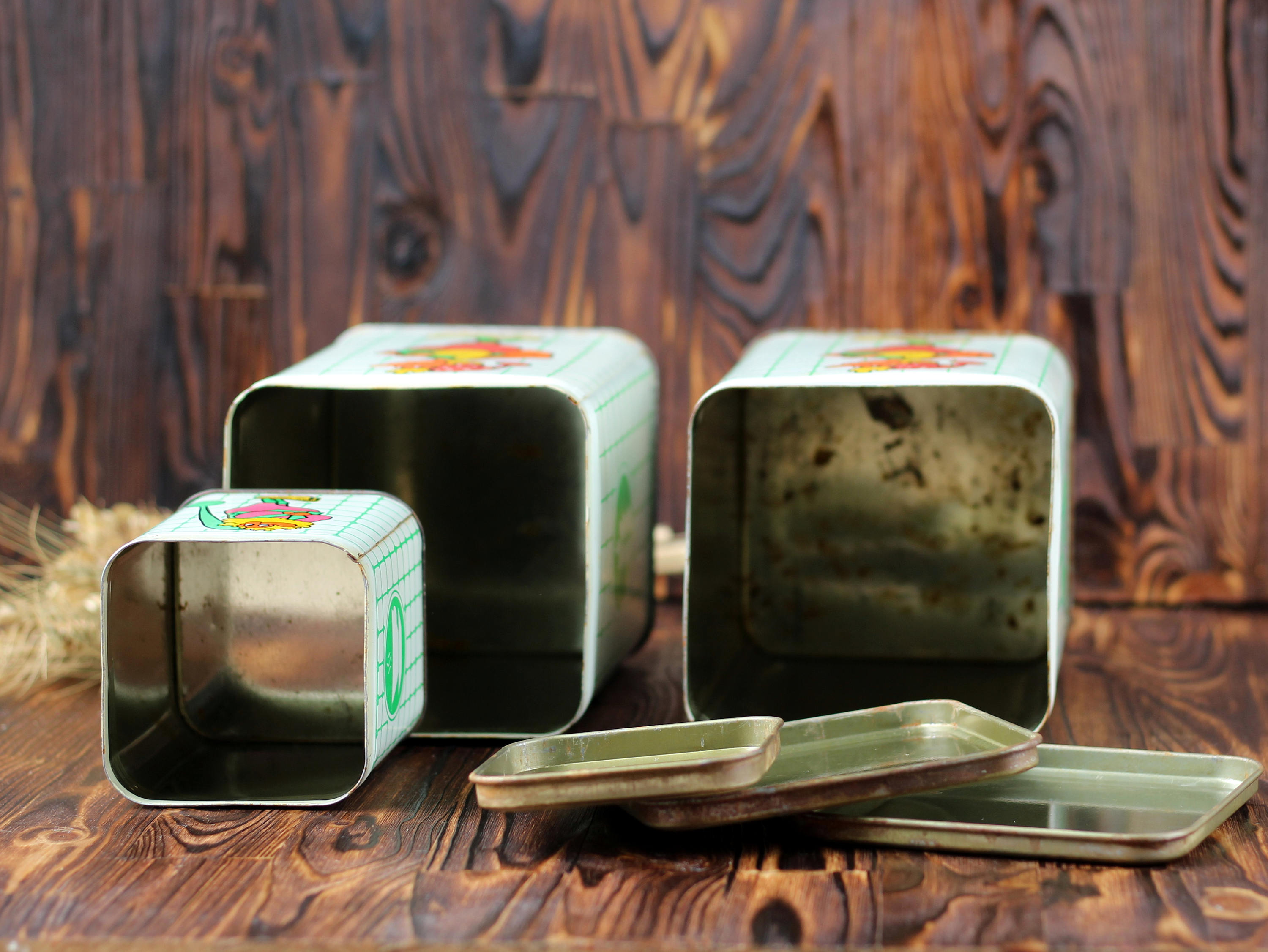 Set of 3 Rare Vintage Kitchen Containers With Gnomes Pictures Etsy