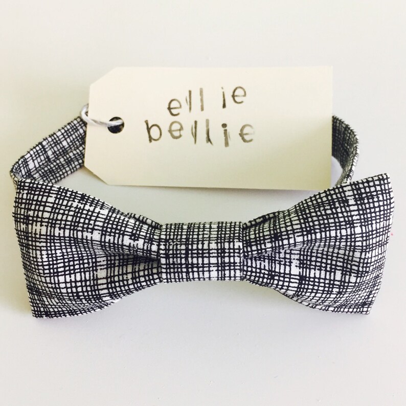 White /& Black Striped Adjustable Bow Tie ToddlerChild