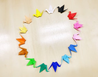 50pcs Large Size 5 1/2 inches Multicoloured Origami Cranes Japanese Paper Cranes