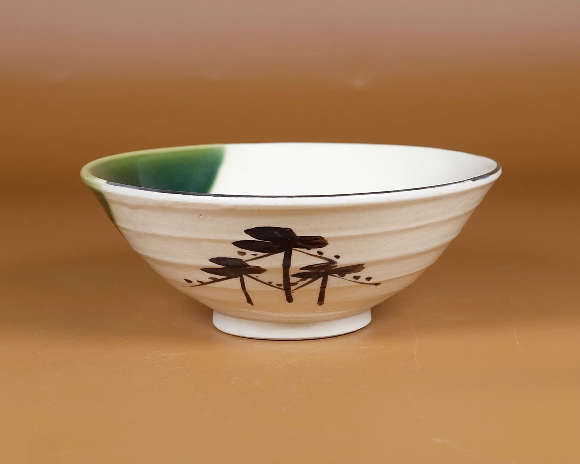 Mino ware Japanese Pottery Yunomi Chawan Tea Cup Bamboo shape Brown madein Japan 