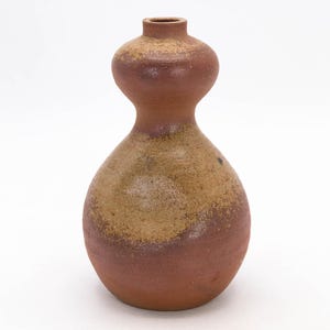 Vaso Ikebana giapponese Bizen Ware a forma di zucca, cotto a legna in ceramica Goma.