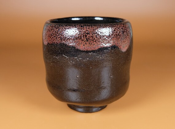 Aka-Raku Chawan Tea bowl Raku ware Nippon2You Taiko Drum Shape