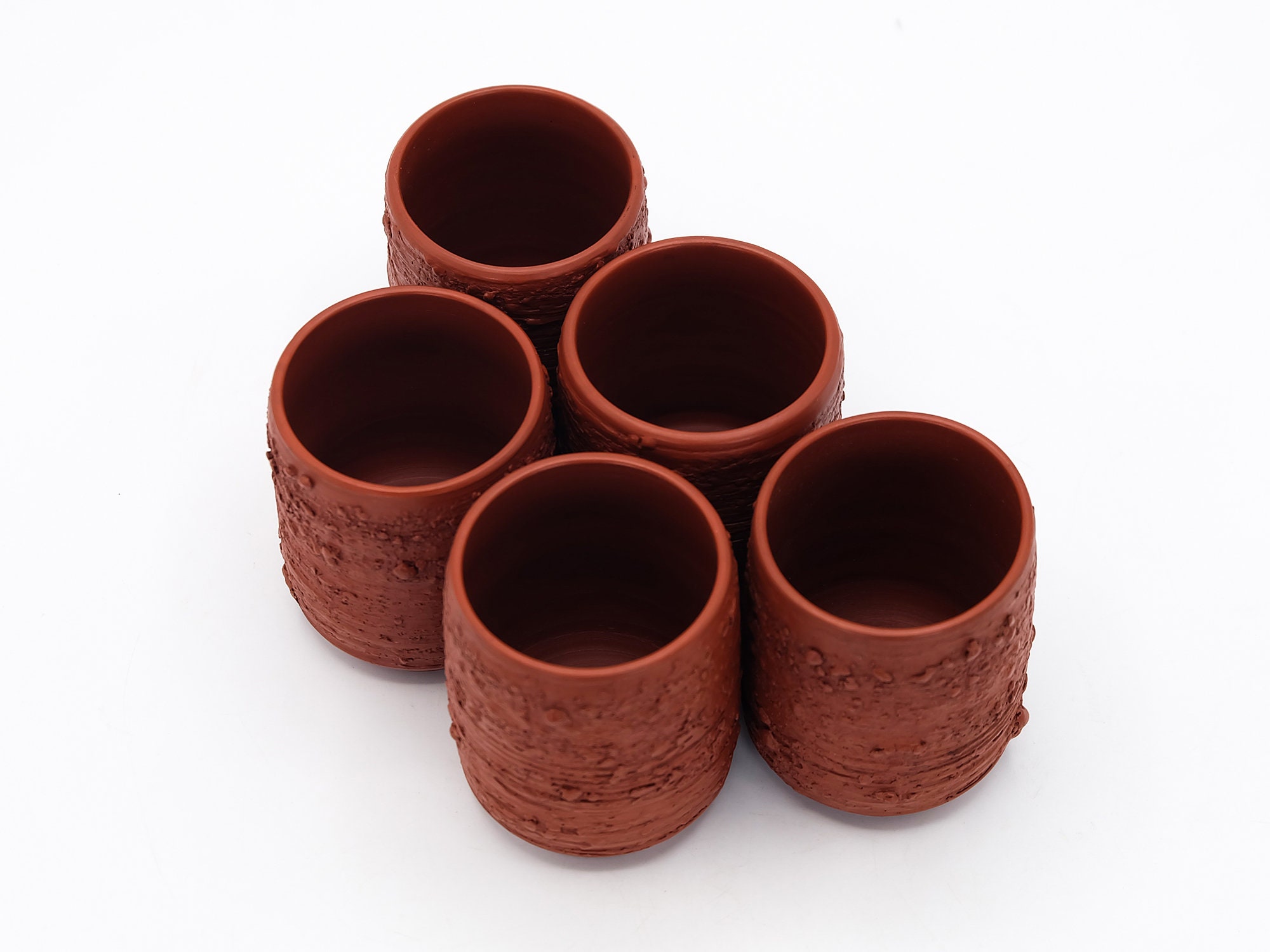 Tokoname Ware Tea Cups: Shudei Red Clay Yunomi Set, Motozo Kiln - Etsy