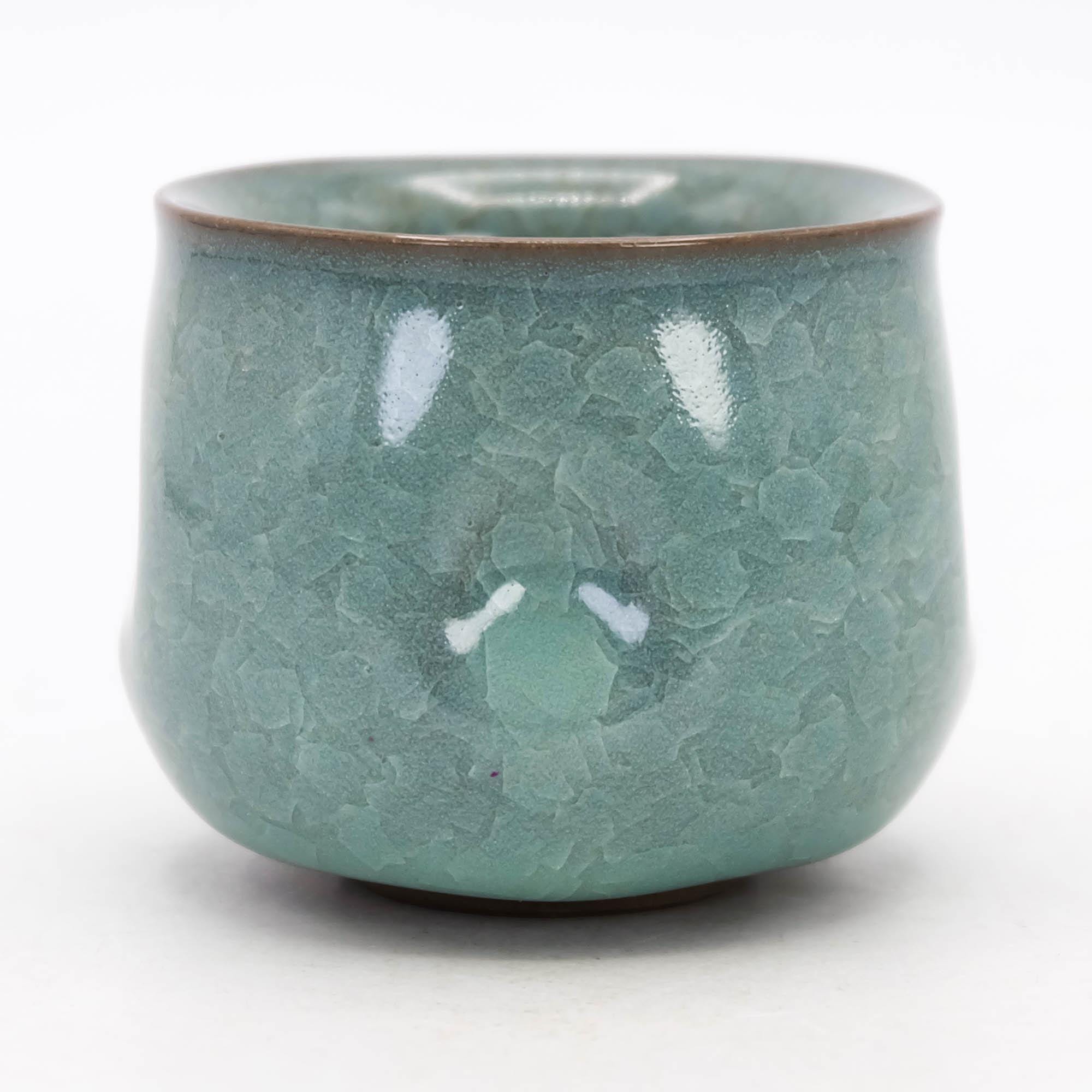 90ml グリーンアイスクラックル釉 小林一真作 青磁茶碗 湯呑 - Etsy 日本