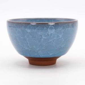 Japanese Tea cup 150ml Kyo ware Blue Ice Crackle glaze Yunomi Teacup