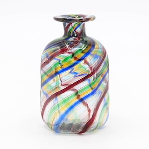 Murano Glass Vase Blue Gold Red Yellow Green Swirl design, Nippon2You
