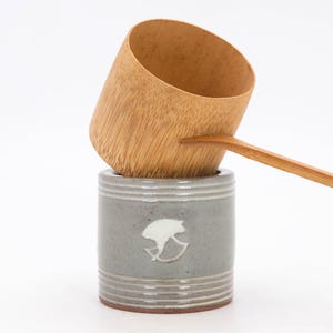 Japanese Pottery Lid Ladle rest Kyo ware Ginkgo leaves Inlaid Futa-oki Futaoki Chanoyu Tea ceremony Utensils
