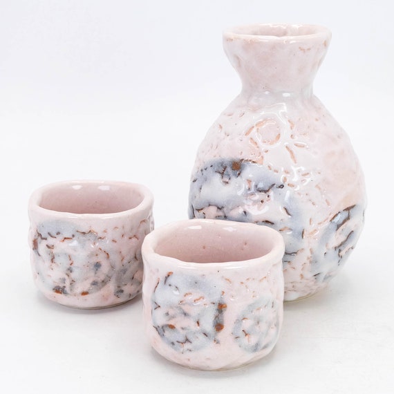 ヴィンテージ志野焼酒器セット：絵志野徳利とぐい呑み - Etsy 日本