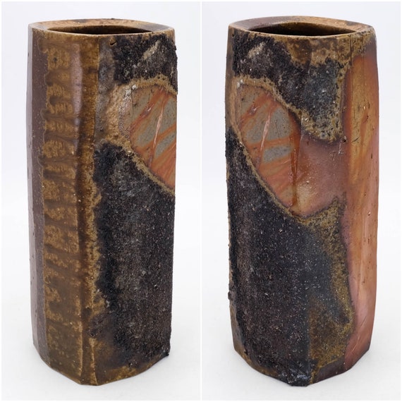 Japanese Wood Fired Pottery Vase Bizen Ware by Mamoru Taku